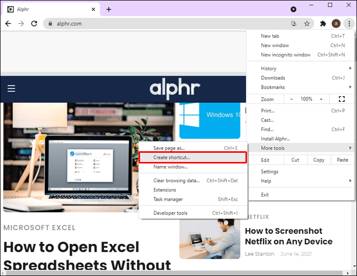 make a website shortcut on chrome for mac